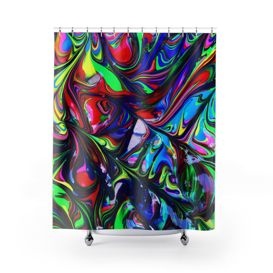 Colorful Abstract Shower Curtain | Vibrant Bathroom , Funky Home Accent, Gift for Art Lovers, Unique Interior Design