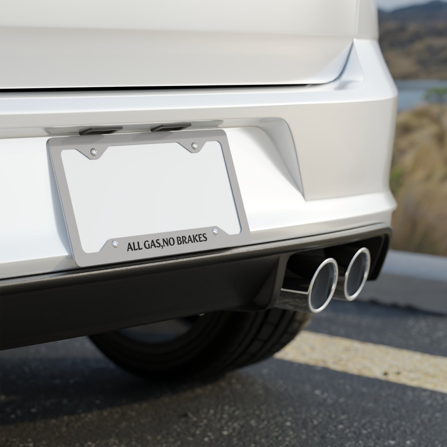 Stylish Metal License Plate Frame - All Gas, No Brakes, Car Decor, Auto Accessory, Gift for Car Lovers, Custom License Holder