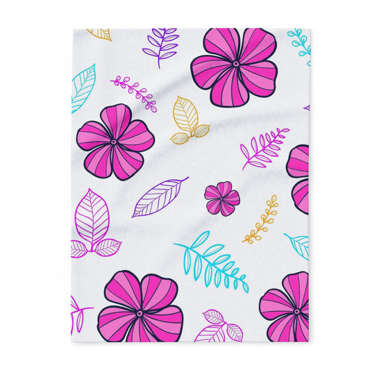 Floral Arctic Fleece Blanket, Cozy Flower Throw, Spring Home Decor, Lightweight Blanket, Gift for Her, Soft Pastel Blanket