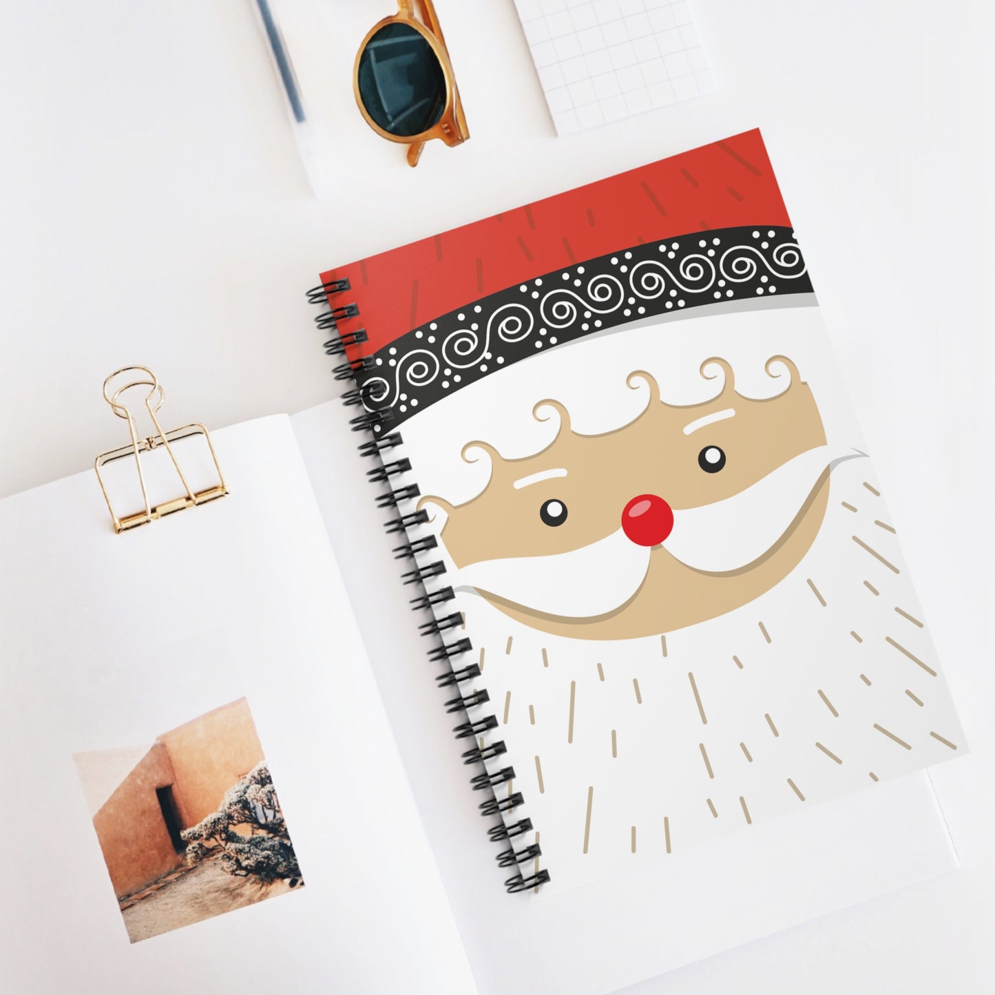 Festive Santa Spiral Notebook, Holiday Journal, Christmas Gift, Cute Stationery, School Supplies, Writing Planner