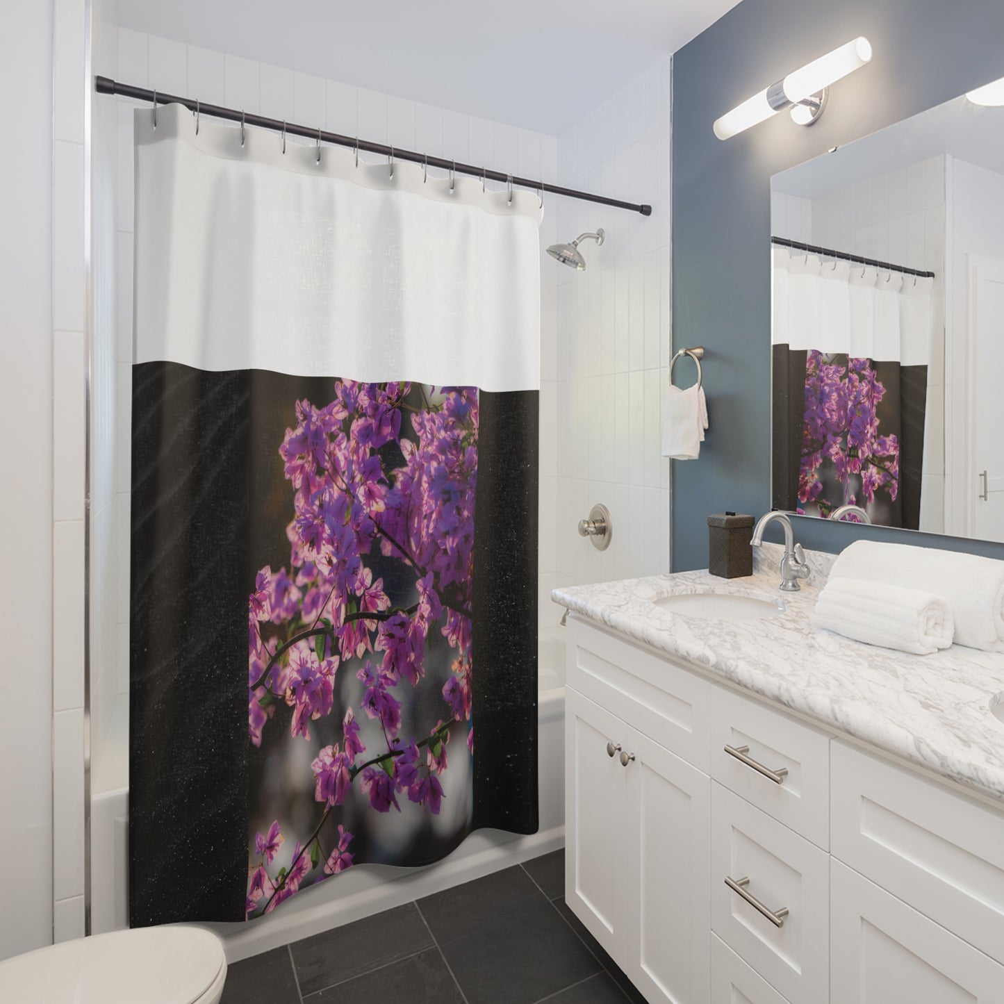 Elegant Modern Shower Curtain, Minimalist Bath Decor, Black and White Bathroom Accessory, Stylish Home Decor, Clean Lines Shower Curtain