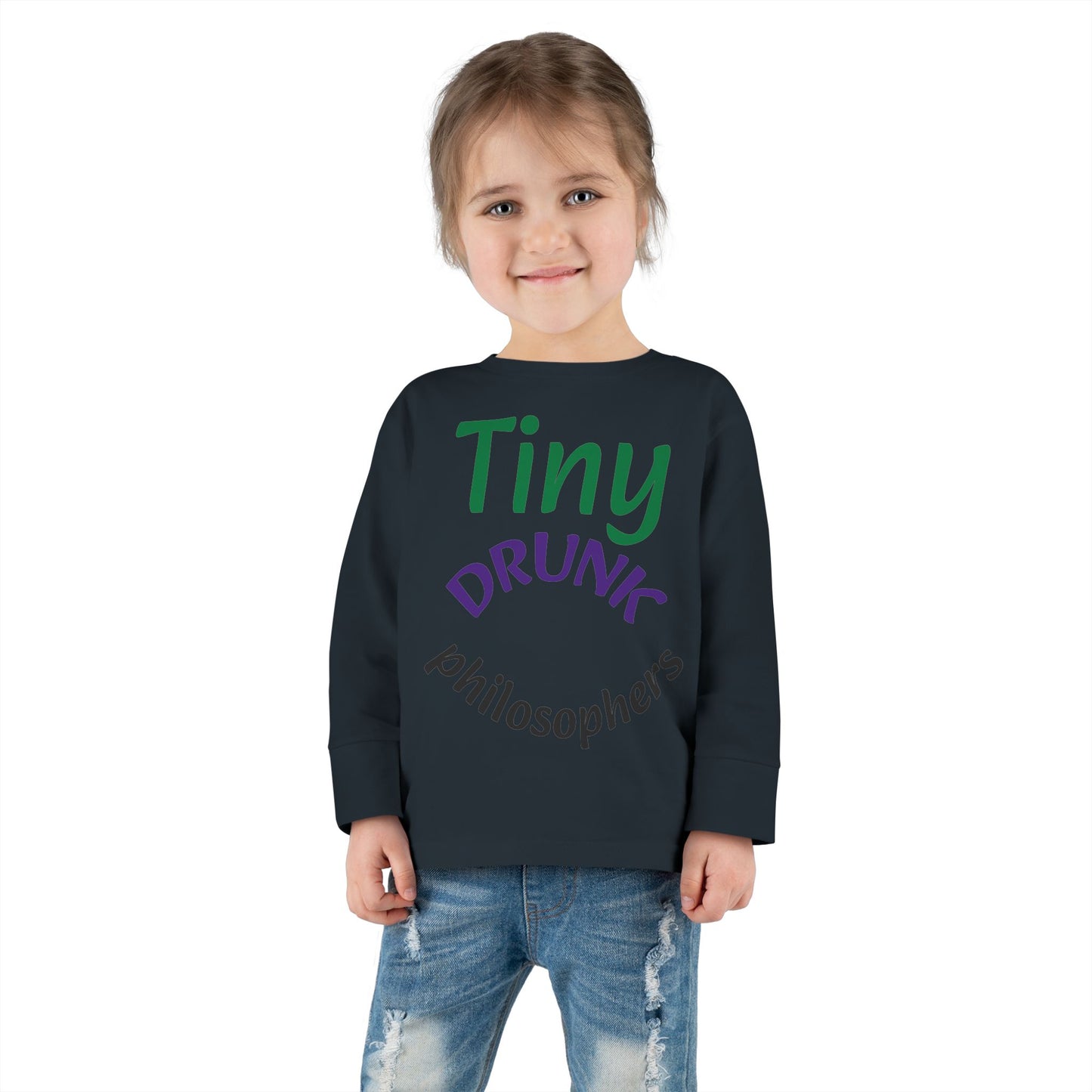 Tiny Drunk Philosophers Toddler Long Sleeve Tee, Funny Kids Shirt, Gift for Toddler Boys and Girls, Playful Philosophy Tee, Baby Shower Gift