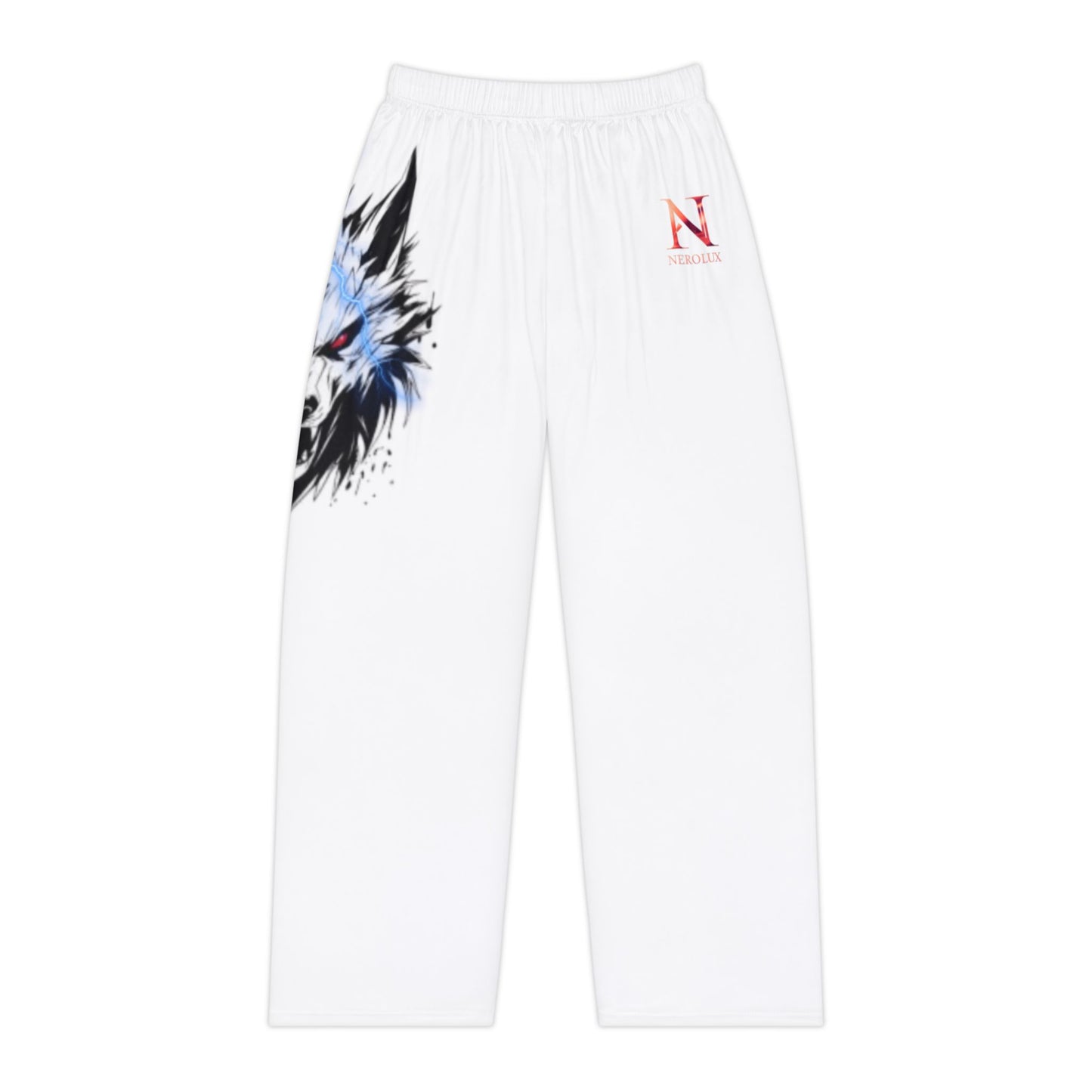 White Wolf Artwork Pajama Pants — Women's Graphic Sleep Lounge Pants