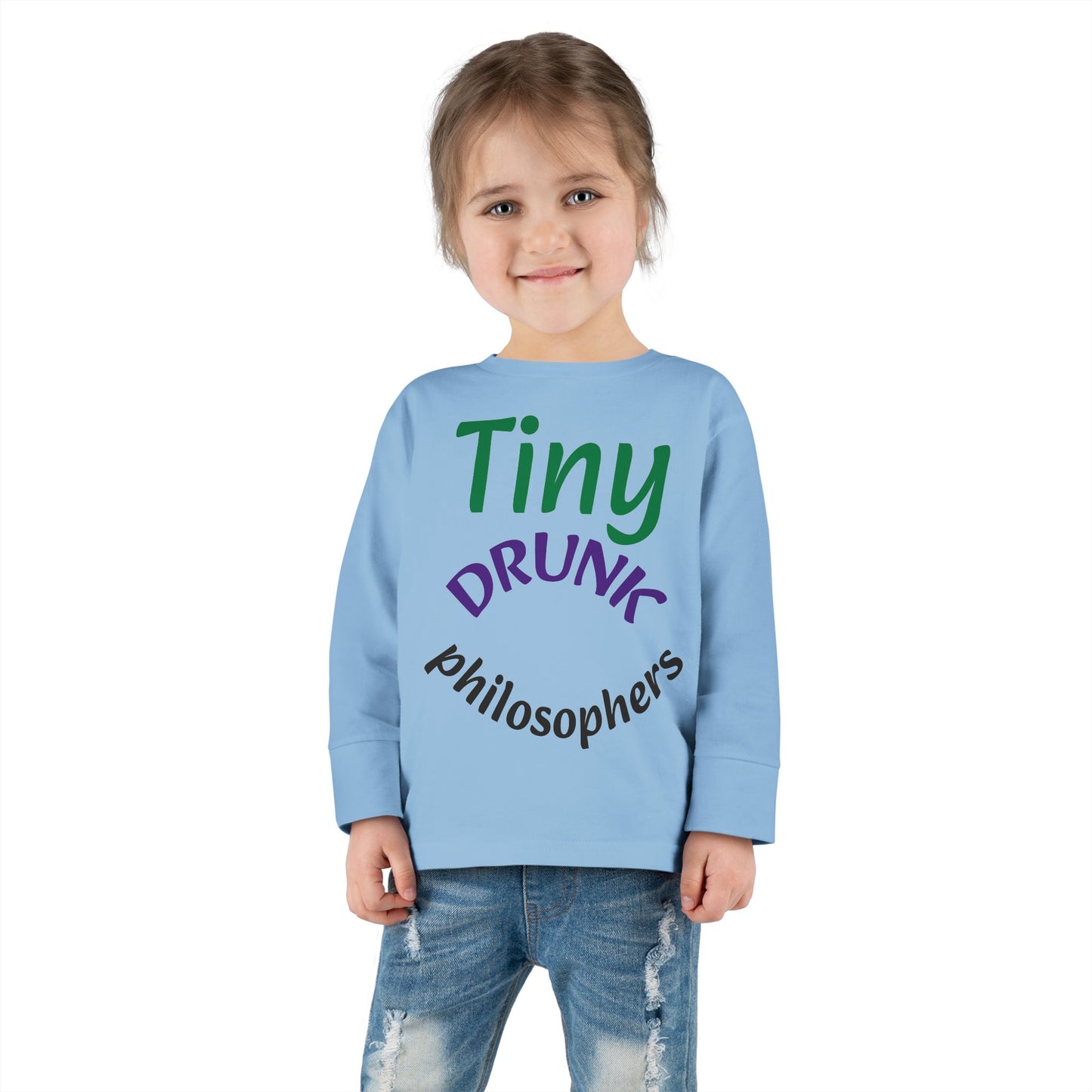 Tiny Drunk Philosophers Toddler Long Sleeve Tee, Funny Kids Shirt, Gift for Toddler Boys and Girls, Playful Philosophy Tee, Baby Shower Gift