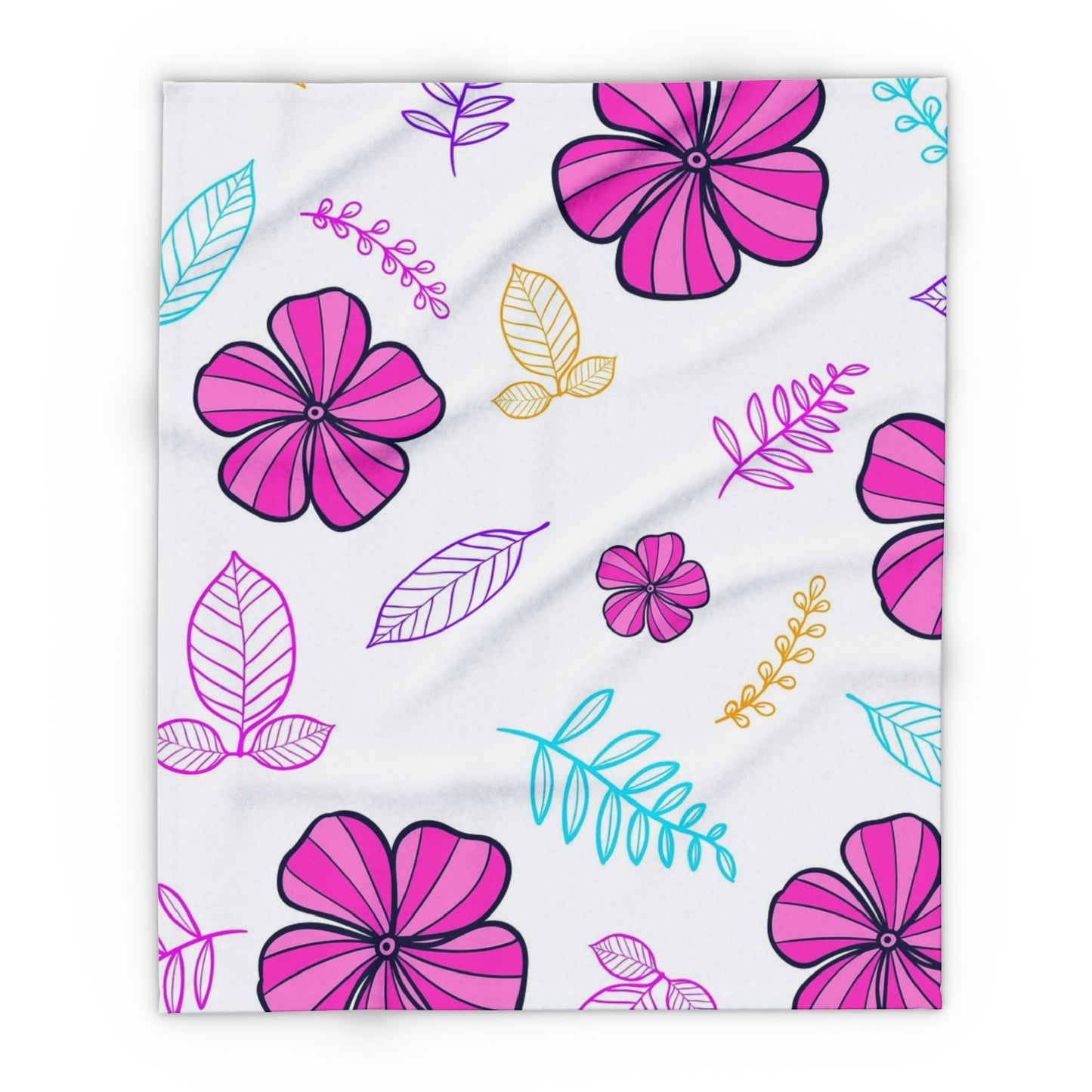 Floral Arctic Fleece Blanket, Cozy Flower Throw, Spring Home Decor, Lightweight Blanket, Gift for Her, Soft Pastel Blanket