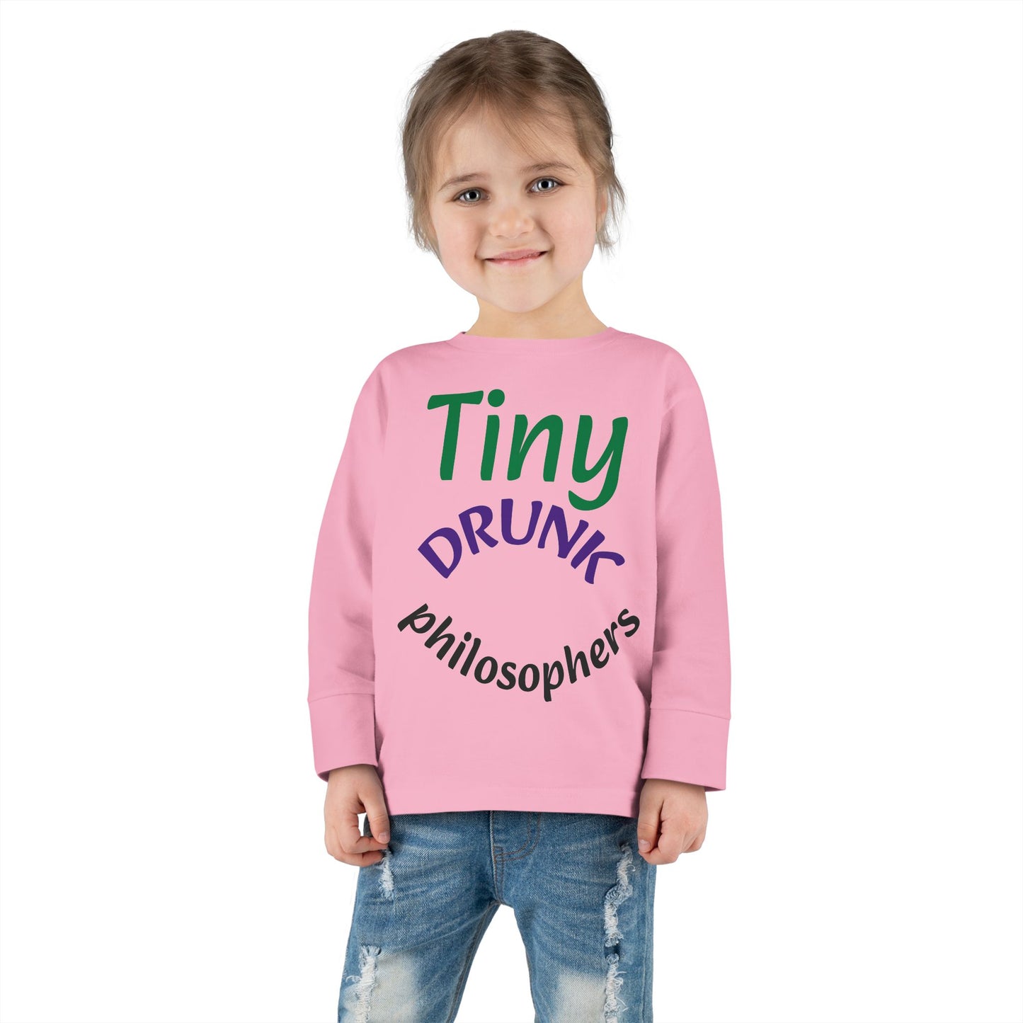 Tiny Drunk Philosophers Toddler Long Sleeve Tee, Funny Kids Shirt, Gift for Toddler Boys and Girls, Playful Philosophy Tee, Baby Shower Gift