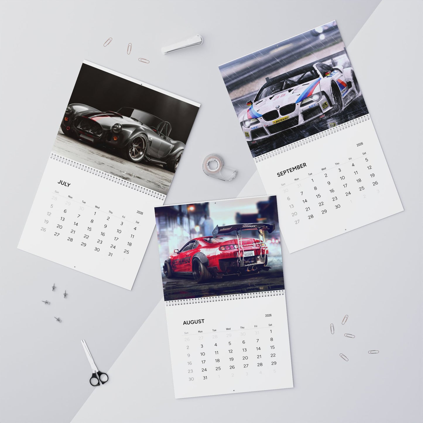 Wall Calendar (2026) - Racing Theme, Car Lovers Gift, Home Decor, Motivational Calendar, Best for Auto Enthusiasts
