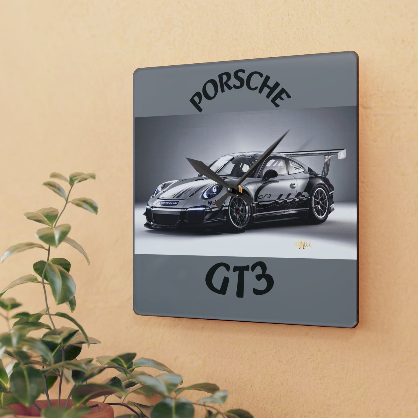 Porsche GT3 Acrylic Wall Clock, Modern Car Decor, Automotive Gift, Home Office Wall Art, Racing Enthusiast Wall Clock