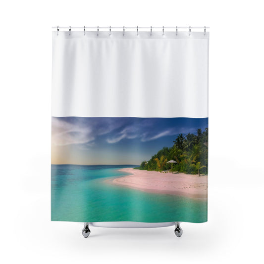 Tropical Paradise Shower Curtain, Beach Decor, Bathroom Accessories, Coastal Home Style, Summer Vibes, Gift for Beach Lovers