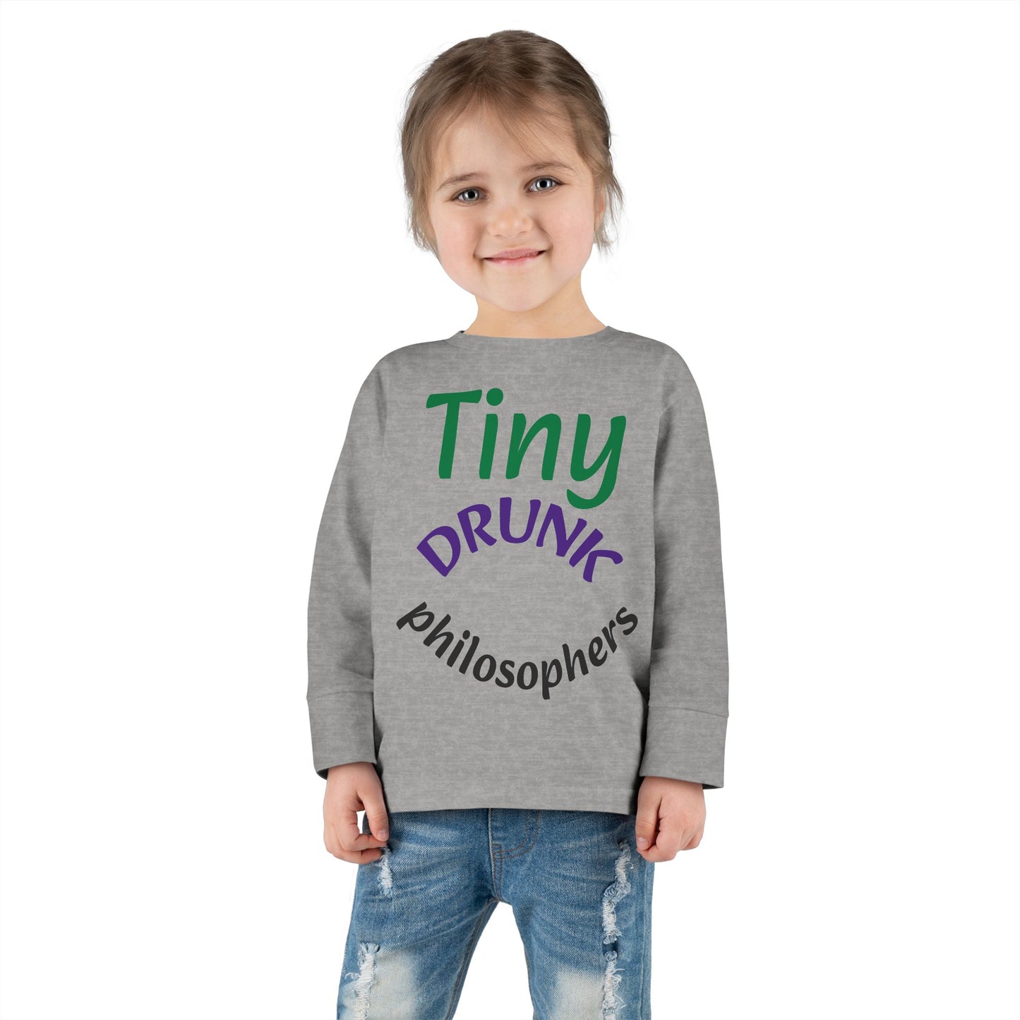 Tiny Drunk Philosophers Toddler Long Sleeve Tee, Funny Kids Shirt, Gift for Toddler Boys and Girls, Playful Philosophy Tee, Baby Shower Gift