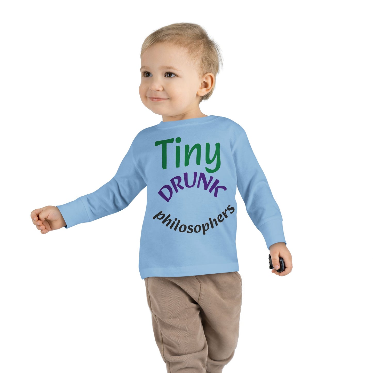Tiny Drunk Philosophers Toddler Long Sleeve Tee, Funny Kids Shirt, Gift for Toddler Boys and Girls, Playful Philosophy Tee, Baby Shower Gift