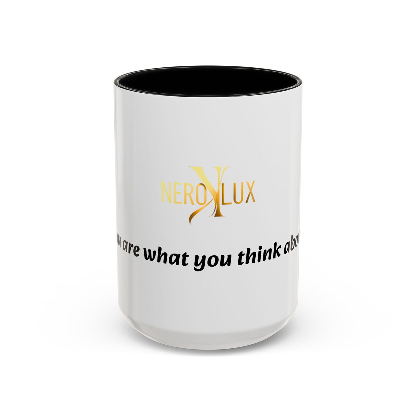 Accent Coffee Mug — 'You Are What You Think About' Inspirational Logo Mug (11/15 oz)