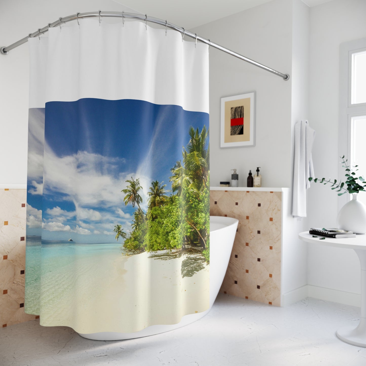 Tropical Paradise Shower Curtain - Coastal Vibes, Bathroom Decor, Beach House, Home Improvement, Gifts for Ocean Lovers