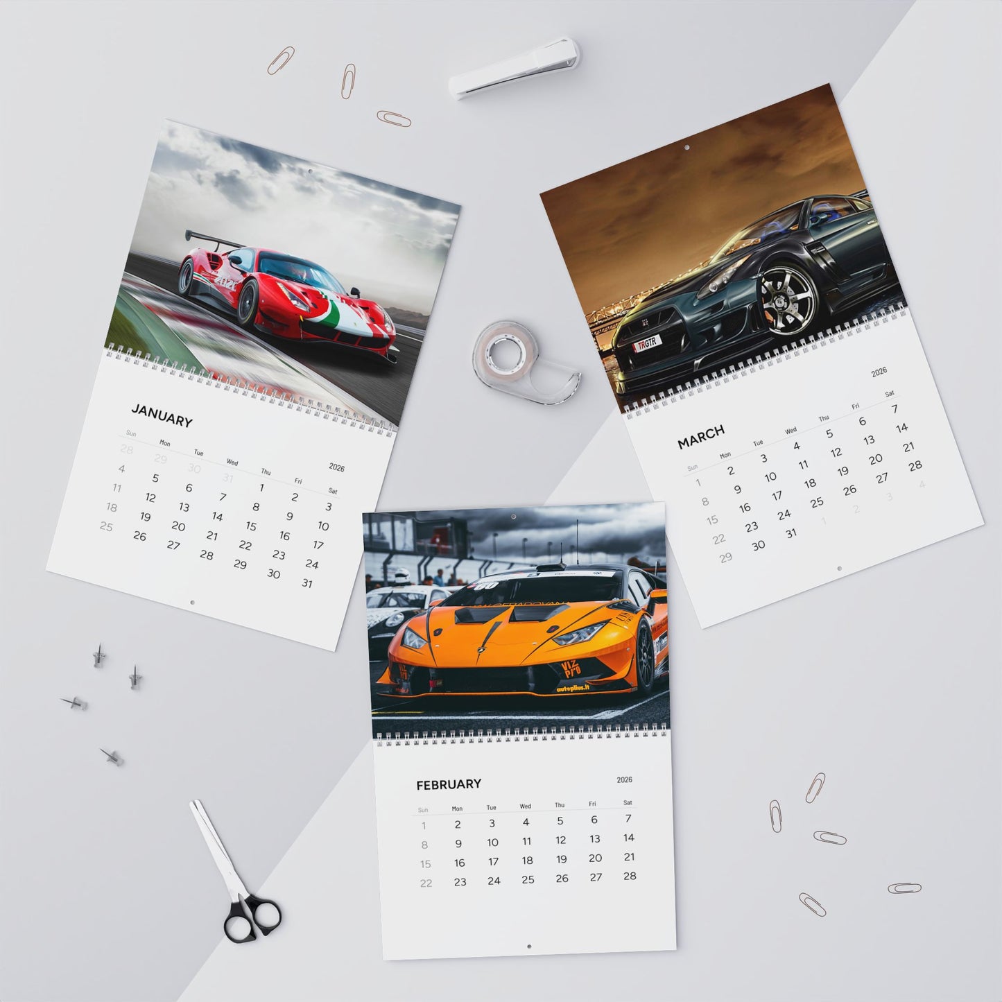 Wall Calendar (2026) - Racing Theme, Car Lovers Gift, Home Decor, Motivational Calendar, Best for Auto Enthusiasts