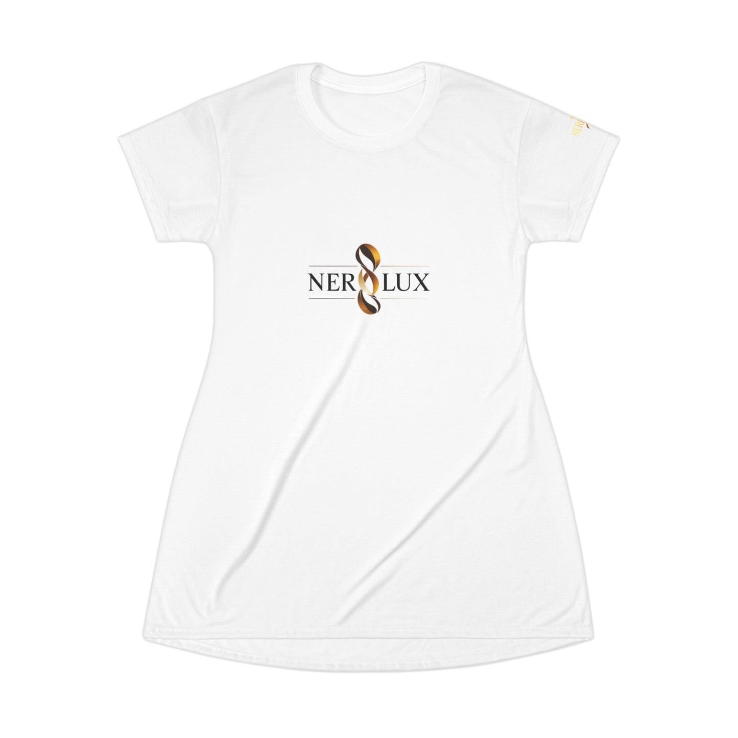 Nero Lux Logo T-Shirt Dress — Sleek Branded Casual Dress