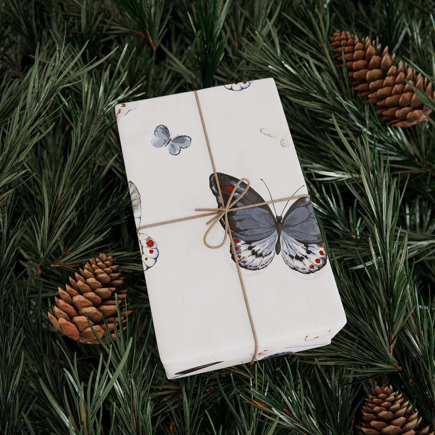 Butterfly Pattern Wrapping Paper Roll — Delicate Watercolor Butterflies Gift Wrap