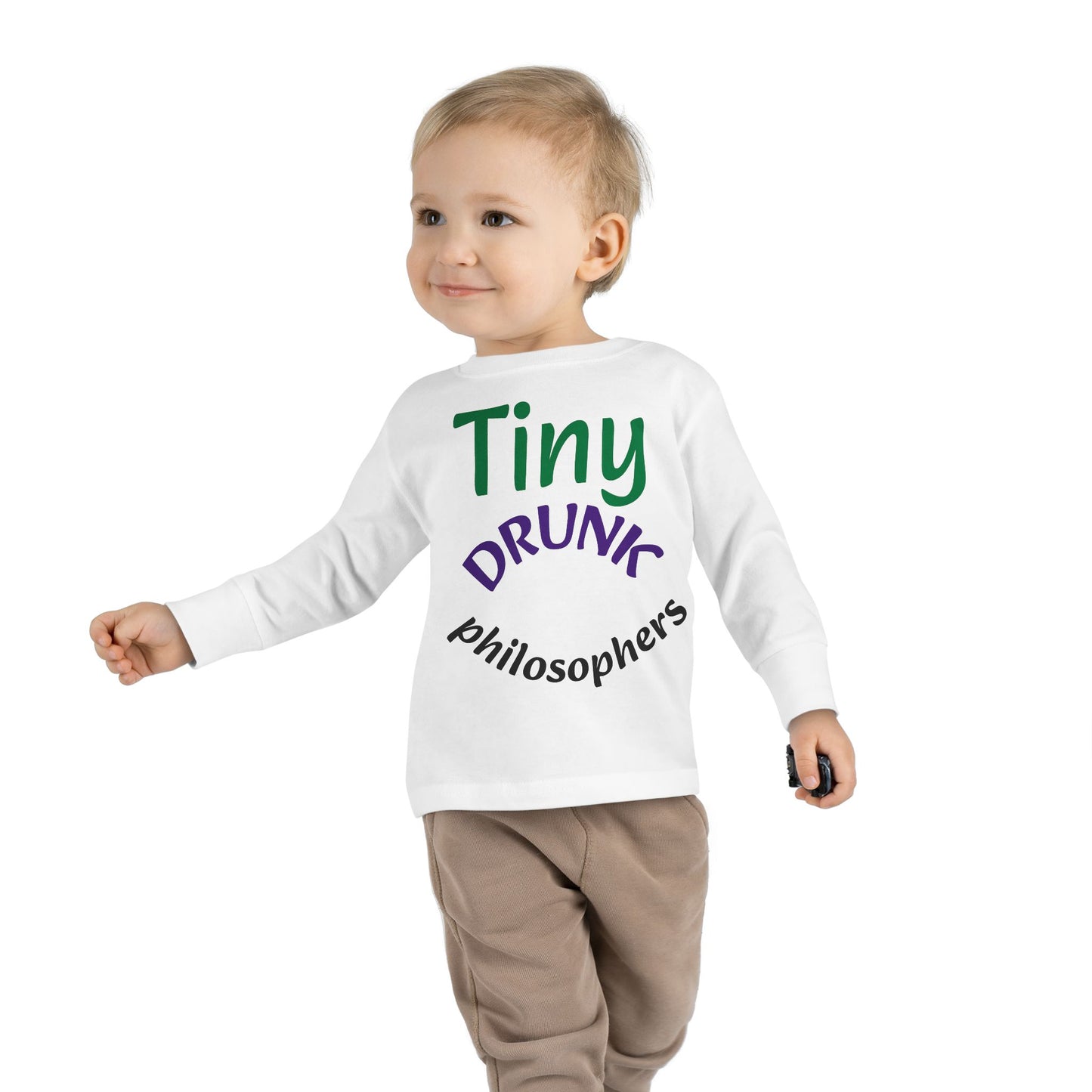 Tiny Drunk Philosophers Toddler Long Sleeve Tee, Funny Kids Shirt, Gift for Toddler Boys and Girls, Playful Philosophy Tee, Baby Shower Gift