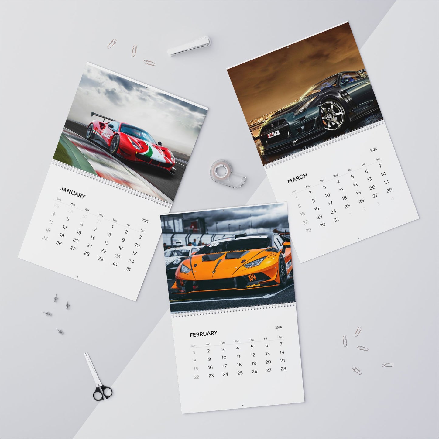 Wall Calendar (2026) - Racing Theme, Car Lovers Gift, Home Decor, Motivational Calendar, Best for Auto Enthusiasts