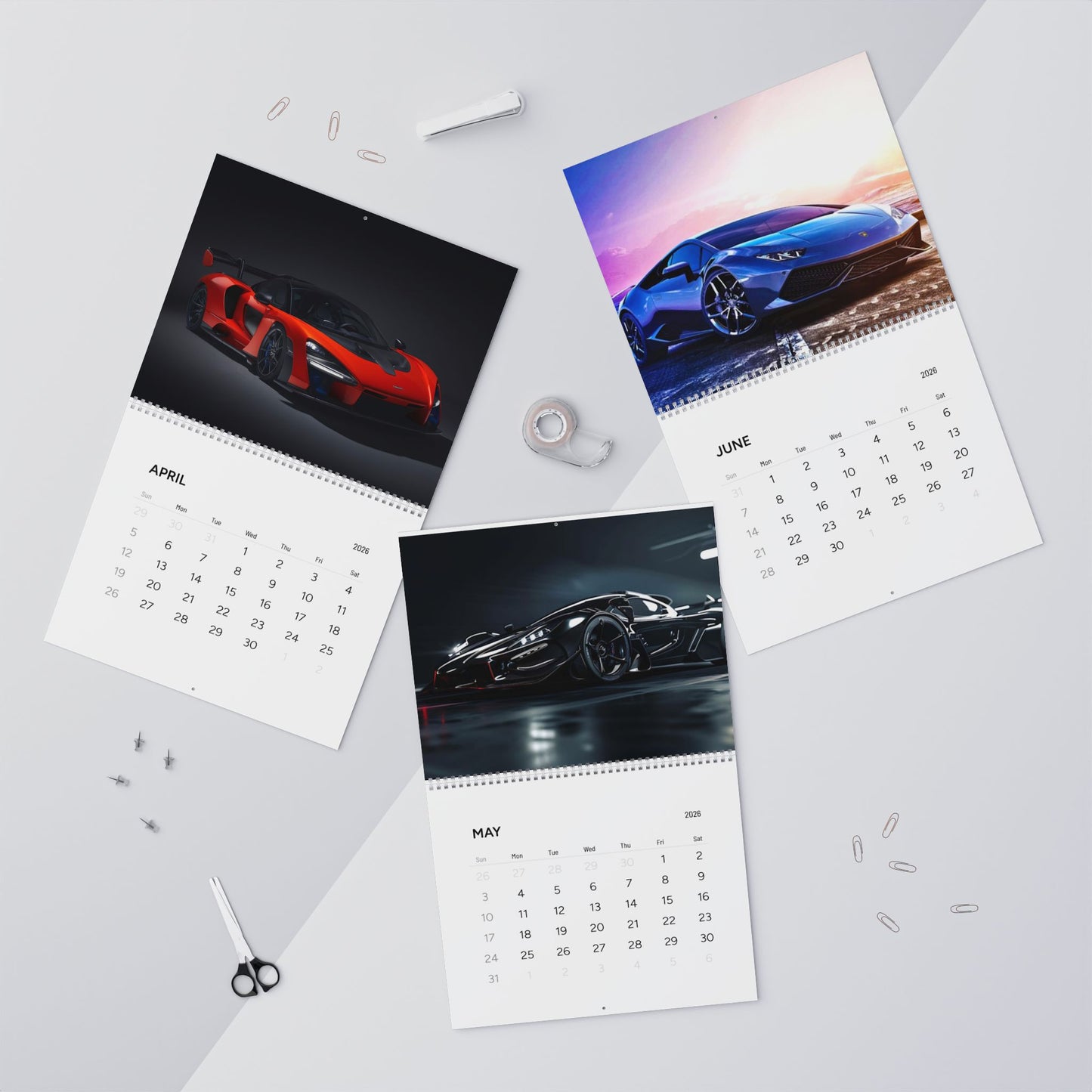 Wall Calendar (2026) - Racing Theme, Car Lovers Gift, Home Decor, Motivational Calendar, Best for Auto Enthusiasts