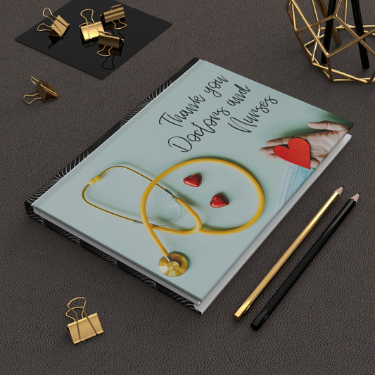 Notebook with thank you note for hospitals