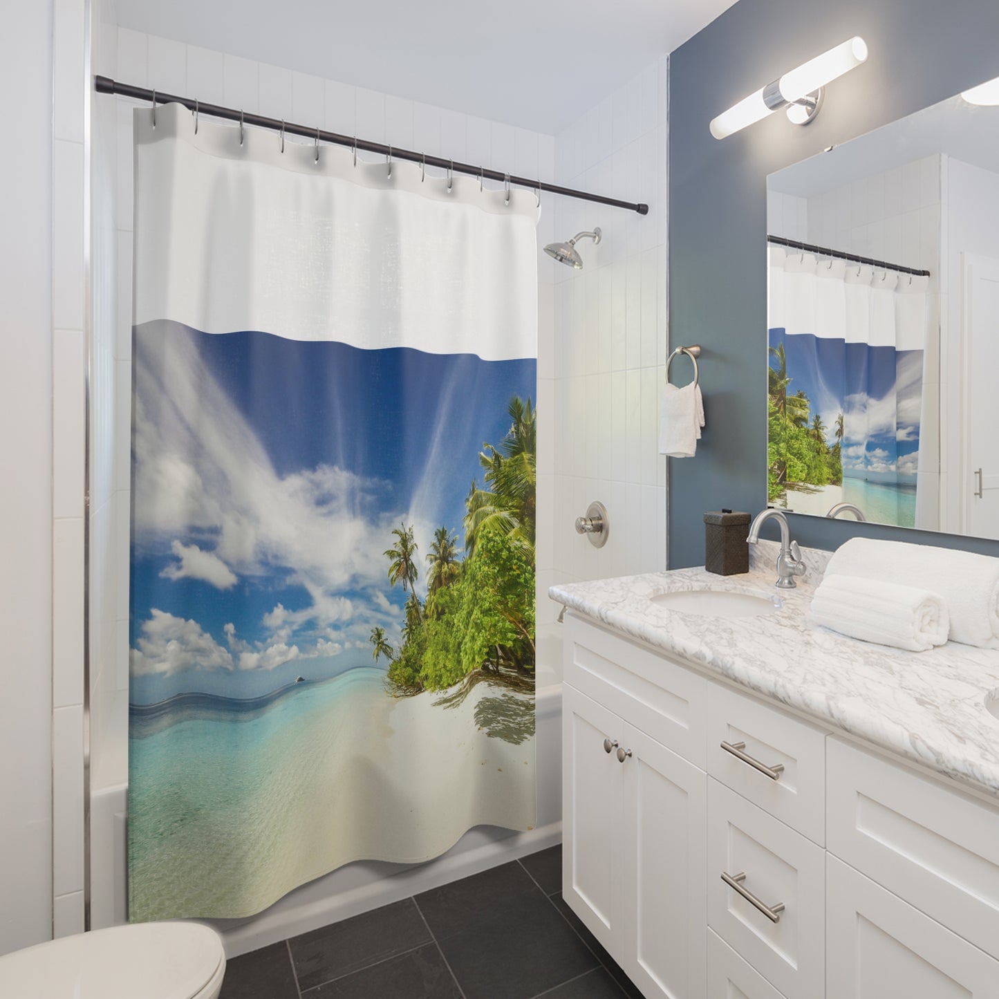 Tropical Paradise Shower Curtain - Coastal Vibes, Bathroom Decor, Beach House, Home Improvement, Gifts for Ocean Lovers