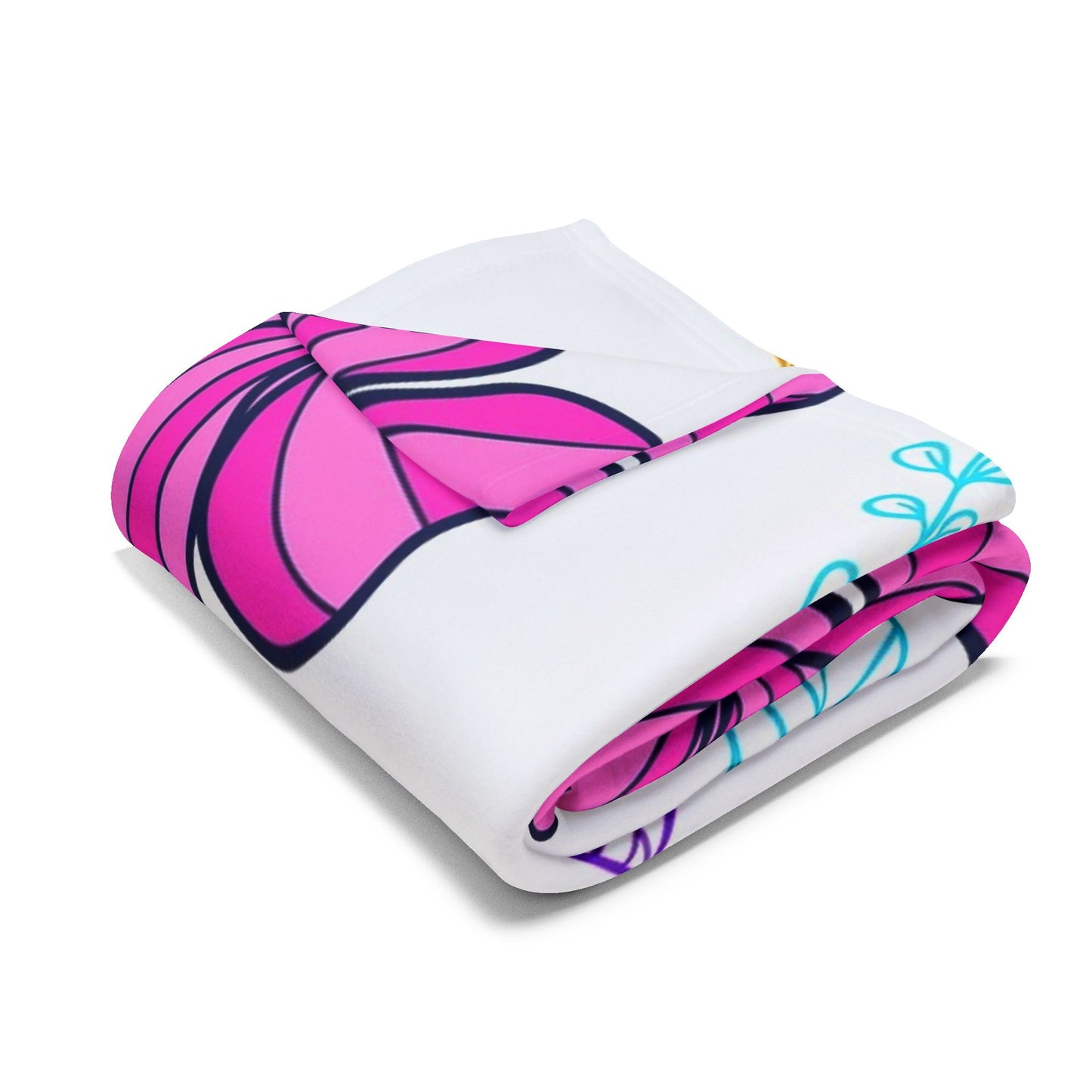 Floral Arctic Fleece Blanket, Cozy Flower Throw, Spring Home Decor, Lightweight Blanket, Gift for Her, Soft Pastel Blanket