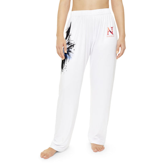 White Wolf Artwork Pajama Pants — Women's Graphic Sleep Lounge Pants
