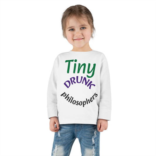 Tiny Drunk Philosophers Toddler Long Sleeve Tee, Funny Kids Shirt, Gift for Toddler Boys and Girls, Playful Philosophy Tee, Baby Shower Gift