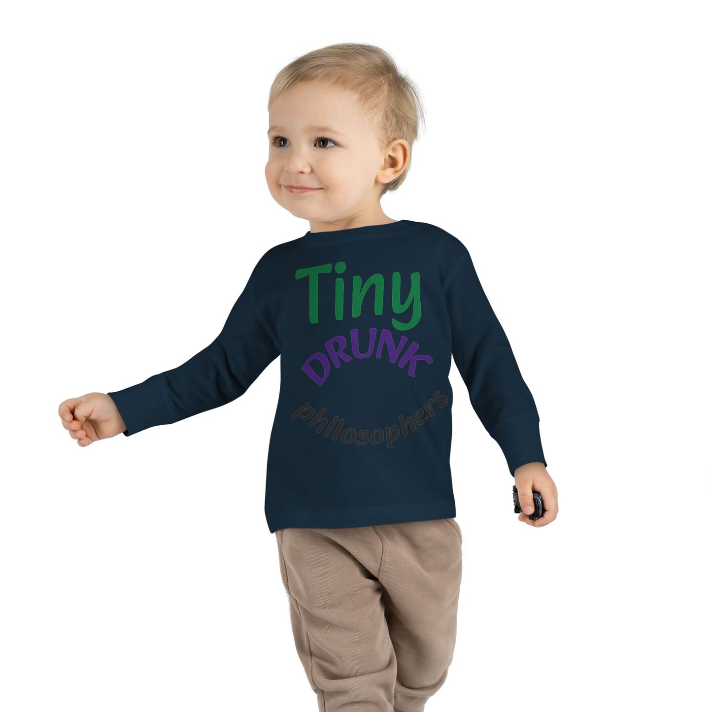 Tiny Drunk Philosophers Toddler Long Sleeve Tee, Funny Kids Shirt, Gift for Toddler Boys and Girls, Playful Philosophy Tee, Baby Shower Gift