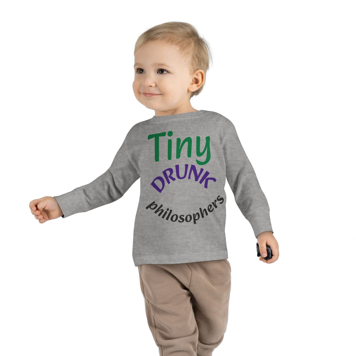 Tiny Drunk Philosophers Toddler Long Sleeve Tee, Funny Kids Shirt, Gift for Toddler Boys and Girls, Playful Philosophy Tee, Baby Shower Gift