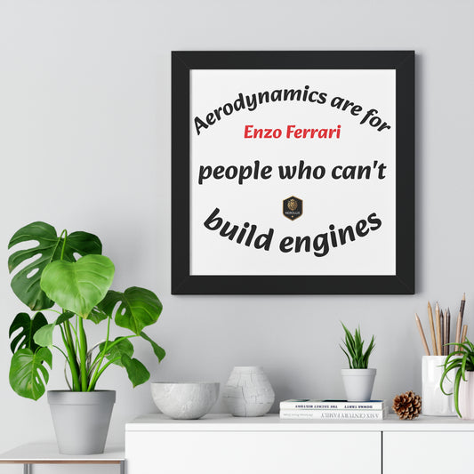 Framed Horizontal Poster: Enzo Ferrari Quote Art, Motivational Wall Decor, Gift for Engineers, Car Enthusiasts, Unique Home Decor