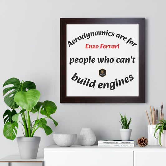 Framed Horizontal Poster: Enzo Ferrari Quote Art, Motivational Wall Decor, Gift for Engineers, Car Enthusiasts, Unique Home Decor