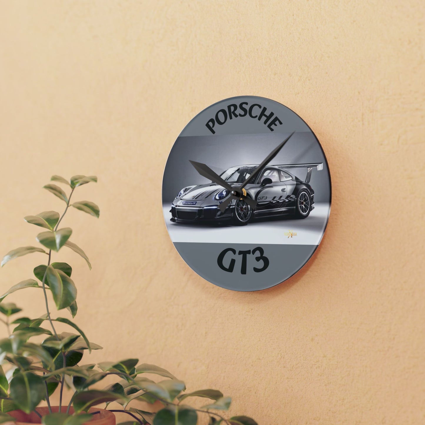 Porsche GT3 Acrylic Wall Clock, Modern Car Decor, Automotive Gift, Home Office Wall Art, Racing Enthusiast Wall Clock