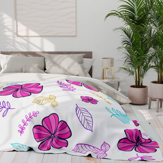 Floral Arctic Fleece Blanket, Cozy Flower Throw, Spring Home Decor, Lightweight Blanket, Gift for Her, Soft Pastel Blanket